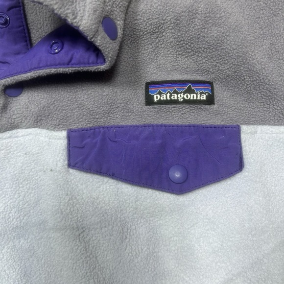 Patagonia Sweater Women M Gray Purple Pullover Synchilla Snap-T Fleece YOUNGLIFE - Picture 6 of 10